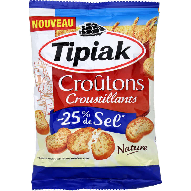 Tipiak Croûtons Croustillants Nature, - 25% De Sel 80g