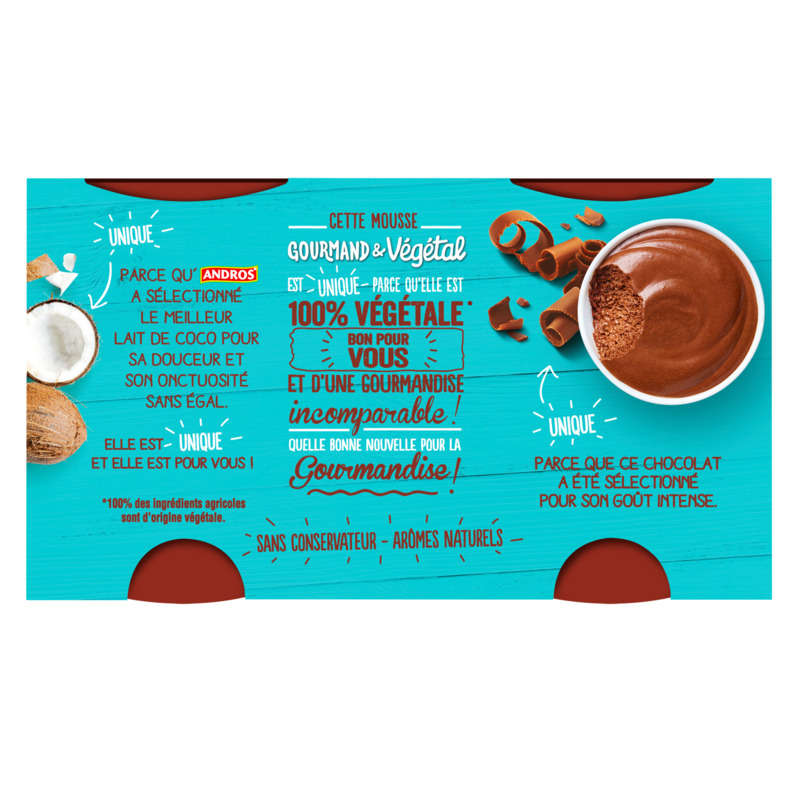 Andros Gourmand Mousse au chocolat au lait de coco 220g