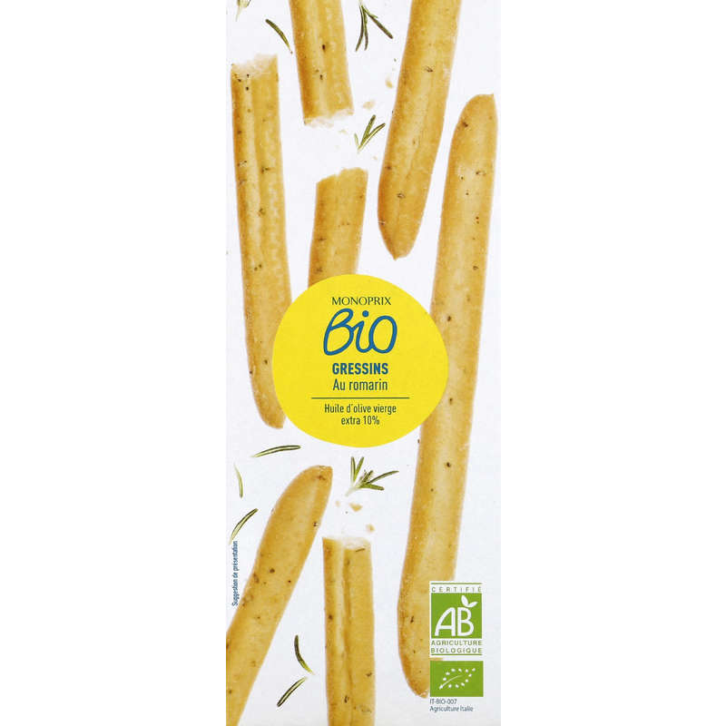 Monoprix Bio gressins au romarin 120g