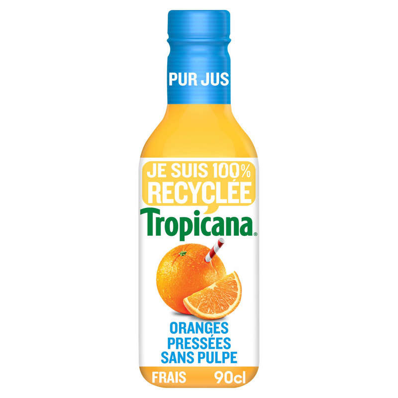 Tropicana Pur Jus Frais d'Orange sans Pulpe la Bouteille de 90cl