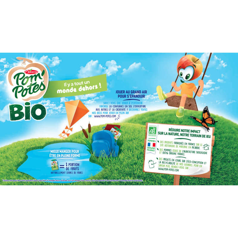 Pom'Potes Bio compotes variétés à la pomme 12x90g