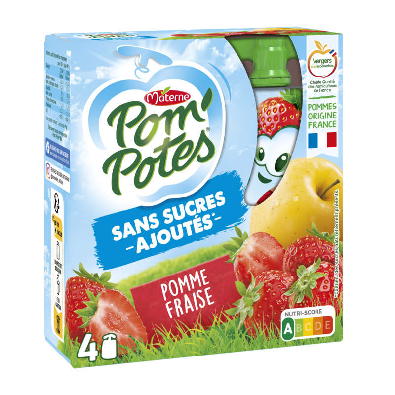 Pom'Potes Compotes Pomme Fraise 4x90g