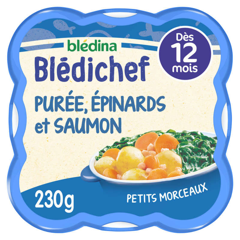 Blédina Purée Onctueuse, Épinards et Saumon du Pacifique, dès 12 Mois 230g