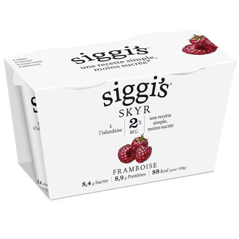 SIGGI'S Yaourts Skyr 2% de Mframboise 2 x 140g