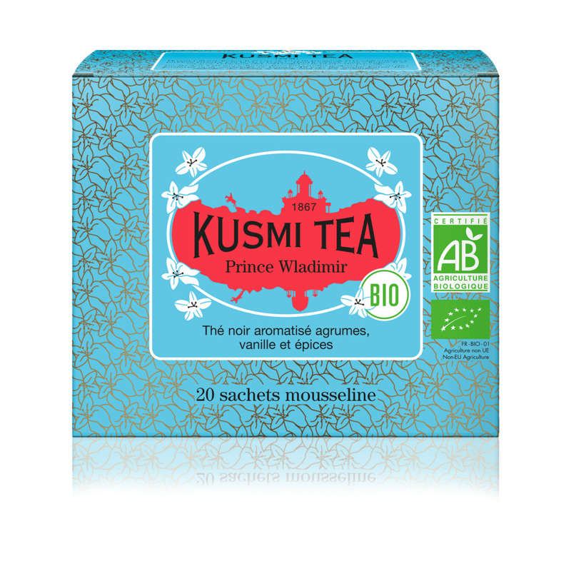 Kusmi Tea Prince Wladimir Thé Noir Bio X20 Sachets Mousseline 40G