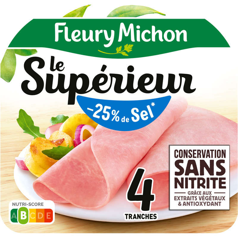 Fleury Michon Jambon -25% Sel Sans Nitrite X4 Le Supérieur