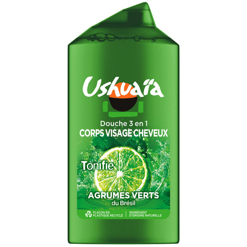 Ushuaia Gel Douche Tonifiant 3 en 1 Visage Corps Cheveux Agrumes 300ml