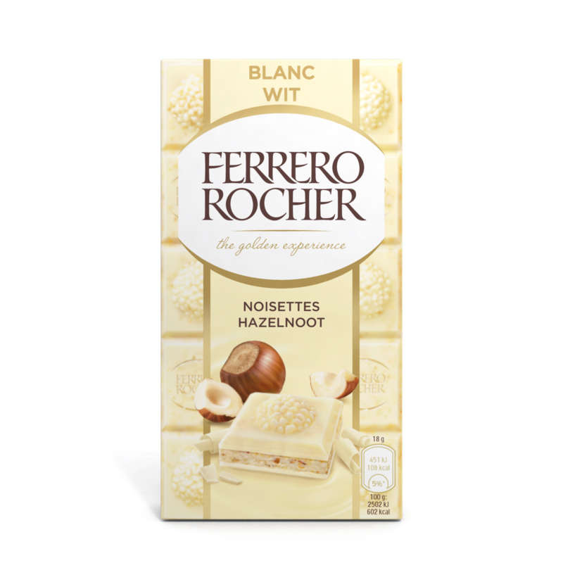 Ferrero Rocher Tablette Chocolat Blanc Noisettes 90G