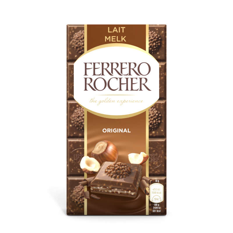 Ferrero Rocher Original Tablette Chocolat Au Lait Noisettes 90G