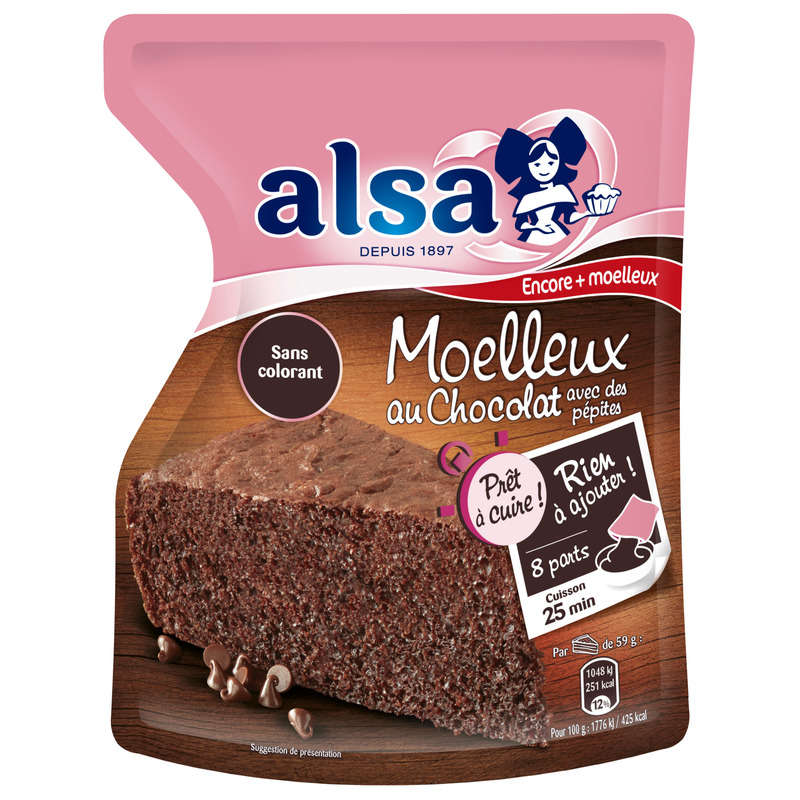 Alsa Préparation Pour Moelleux Au Chocolat Avec Des Pépites 500G