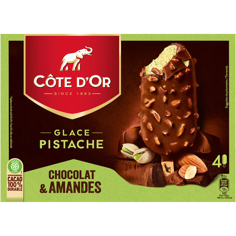 Côte D'Or Glaces Pistache Chocolat & Amandes 260G