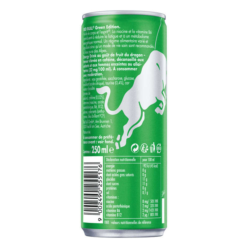 Red Bull Green Edition Goût Fruit du dragon 250ml