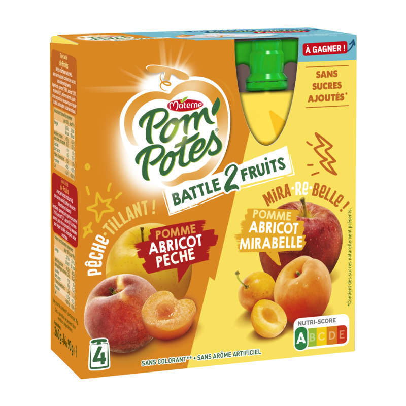 Materne Pom'Potes Pomme Abricot Pêche & Pomme Abricot Mirabelle 4x90g