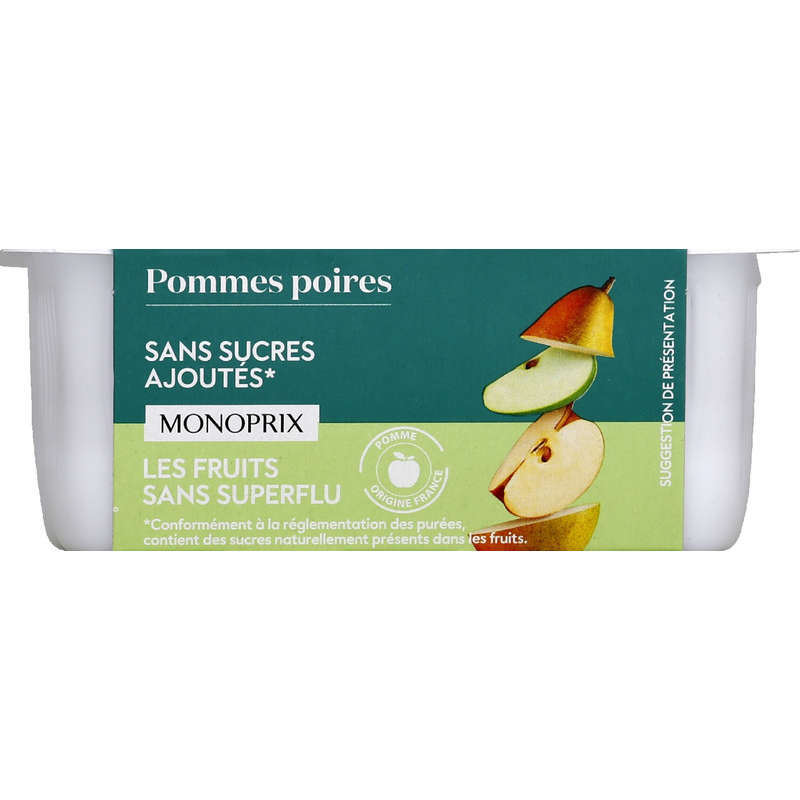 Monoprix purée pommes poires 4x90g