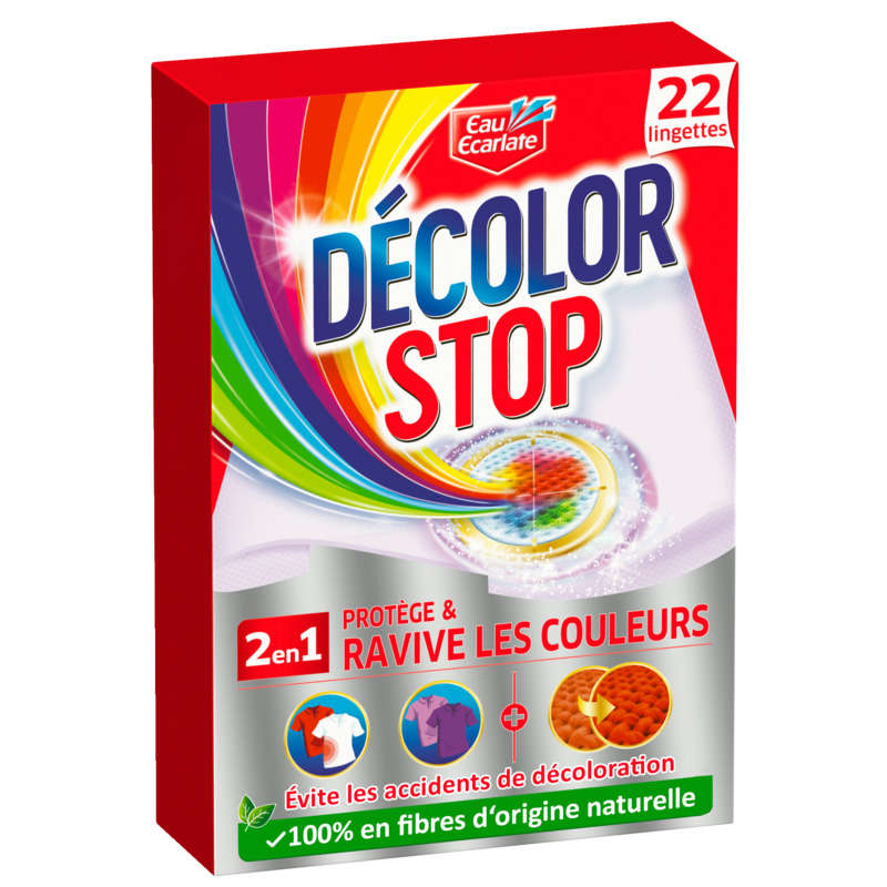 Eau Ecarlate Décolor stop ravive les couleur 22 lingettes