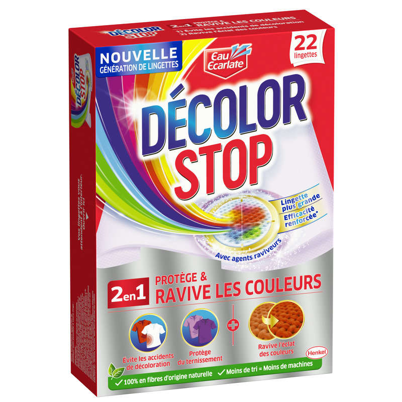 Eau Ecarlate Décolor stop ravive les couleur 22 lingettes