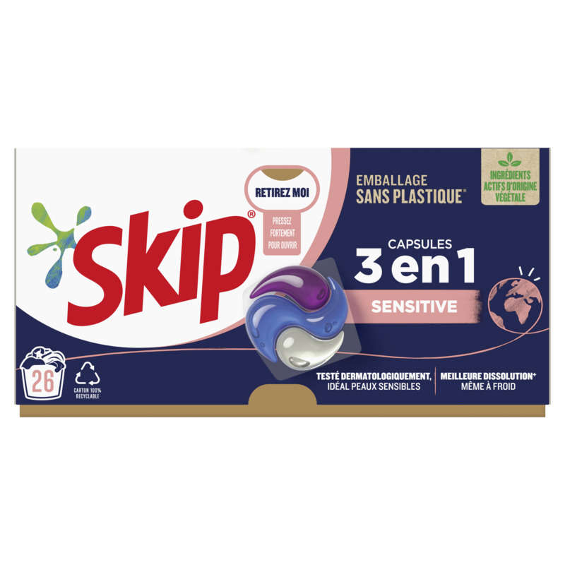 Skip Lessive Capsules 3 En 1 Sensitive X26