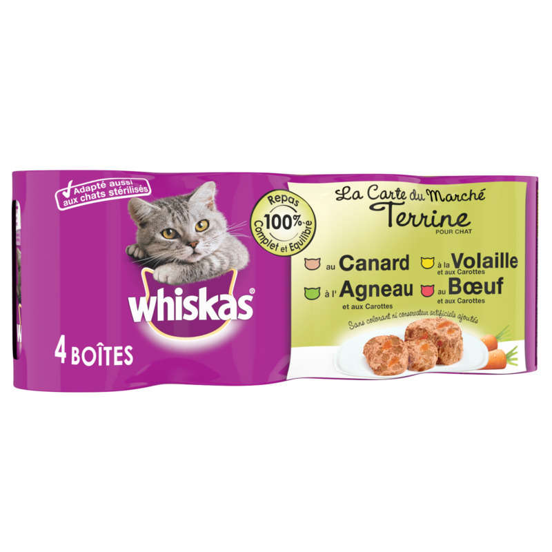 Whiskas Terrines 4 Variétés Pour Chat 4 x 400G