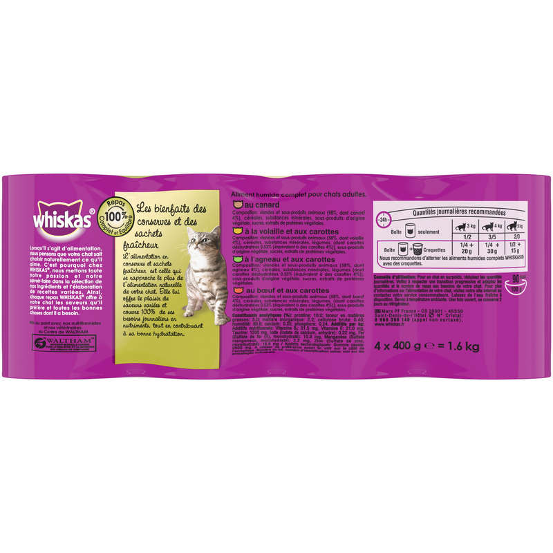 Whiskas Terrines 4 Variétés Pour Chat 4 x 400G