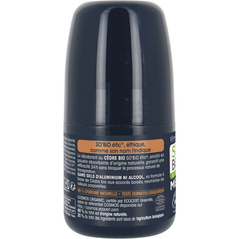 So' Bio Déodorant men cèdre bio anti traces tous types de peaux 50 ml