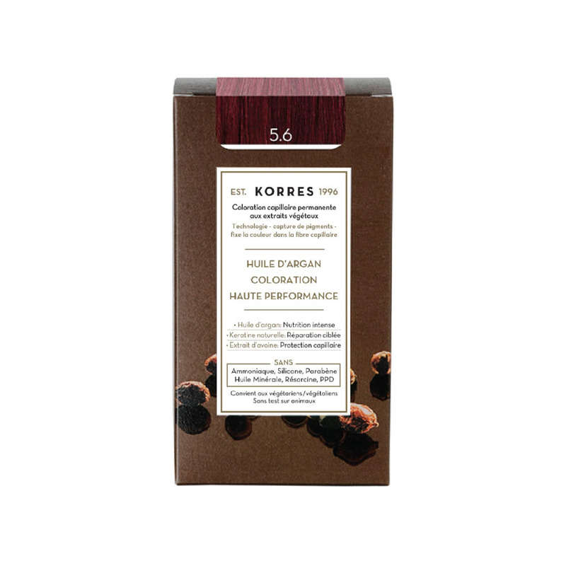 Korres Coloration Permanente Huile d'Argan, Châtain Clair Magenta 5.6