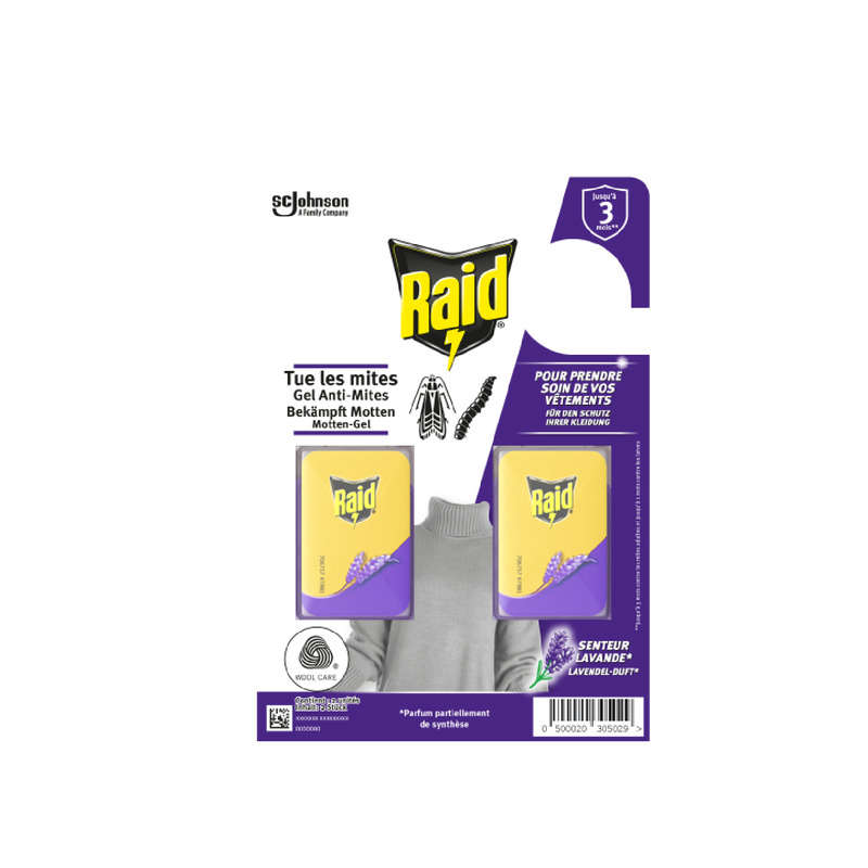 Raid anti-mites gel senteur lavande - certification woolmark