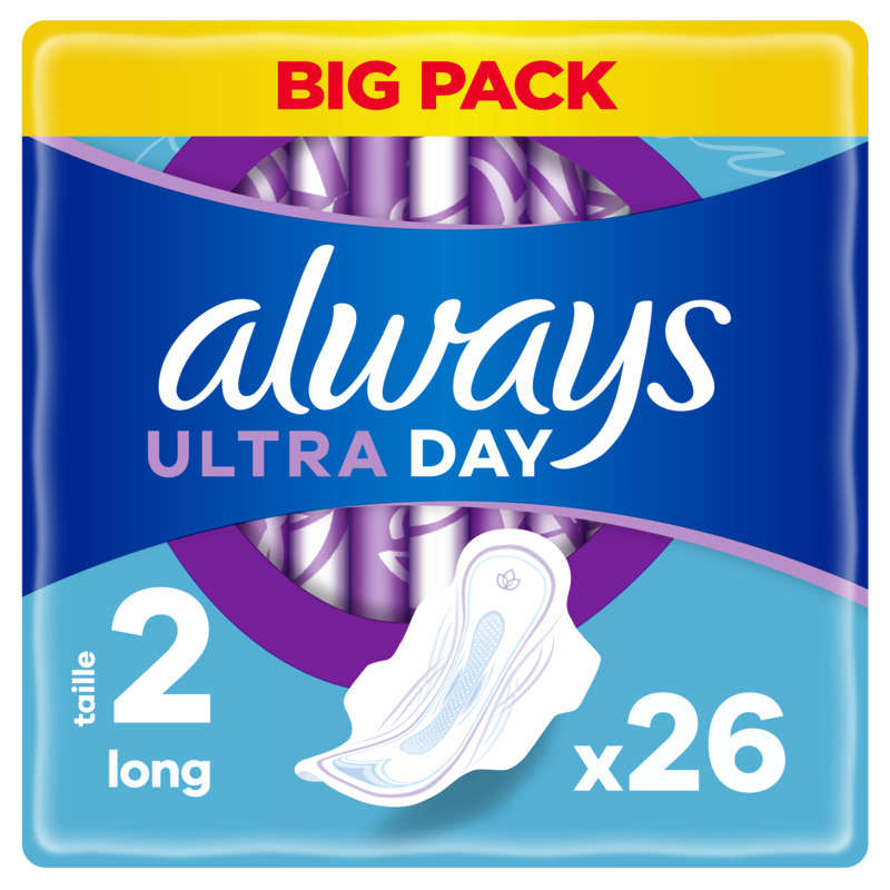 Always ultra serviettes long taille 2 ailettes x26 serviettes