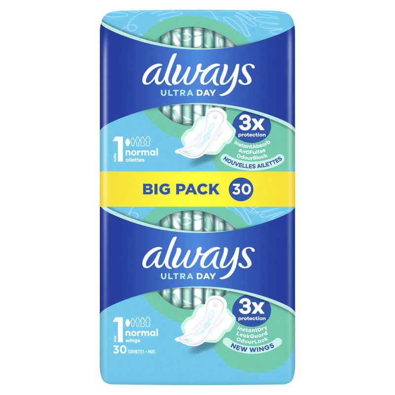 Always ultra serviettes normal taille 1 ailettes x30 serviettes