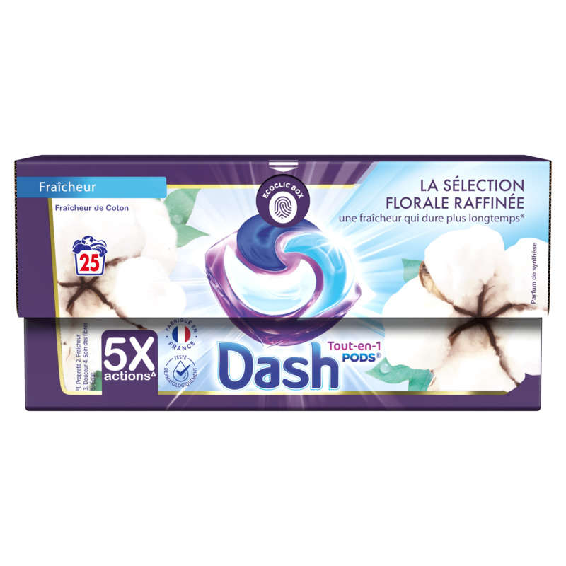 Dash La Sélection Lessive en capsules Pods Fleur de Coton x25 592g