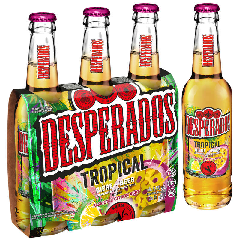 Desperados Tropical bière aromatisée Rhum fruit de la passion citron vert 3x33cl 5.9°