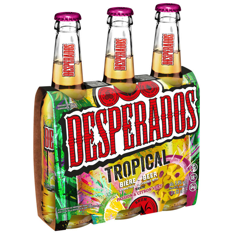 Desperados Tropical bière aromatisée Rhum fruit de la passion citron vert 3x33cl 5.9°