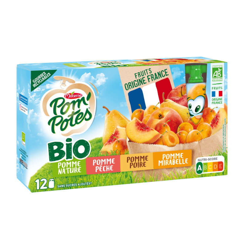 Pom'Potes compotes gourdes bio multivariétés 12x 90g