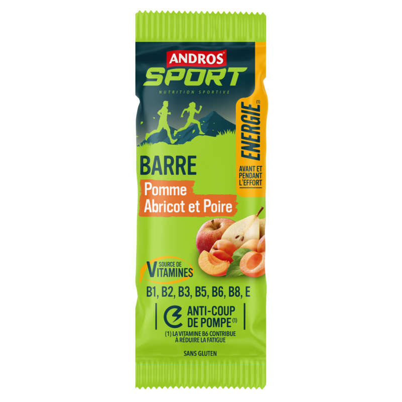 Andros Sport Barre Pomme & Abricot et Poire 40g