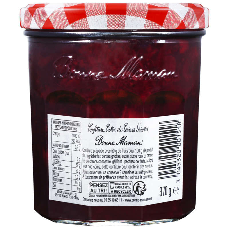 Bonne Maman Confiture De Cerises Griottes 370G