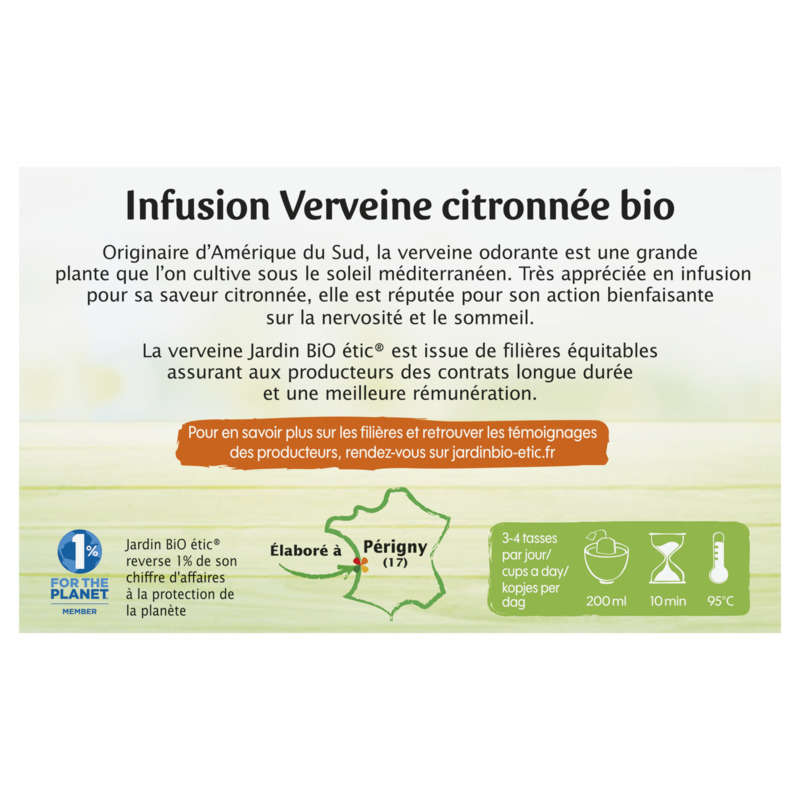 Jardin Bio Infusion verveine citronnée en sachets x20 280g