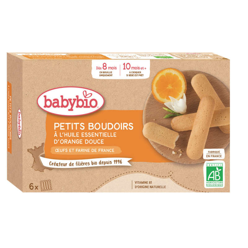 Babybio Petits Boudoirs à l'Huile Essentielle D'Orange Douce Dès 8/10M 120g