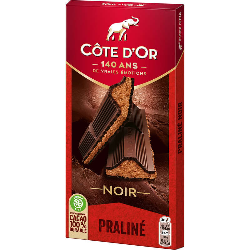 Côte d'Or Tablette Chocolat Noir fourré Praliné 200g